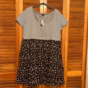 Black Stripe with Floral Dress